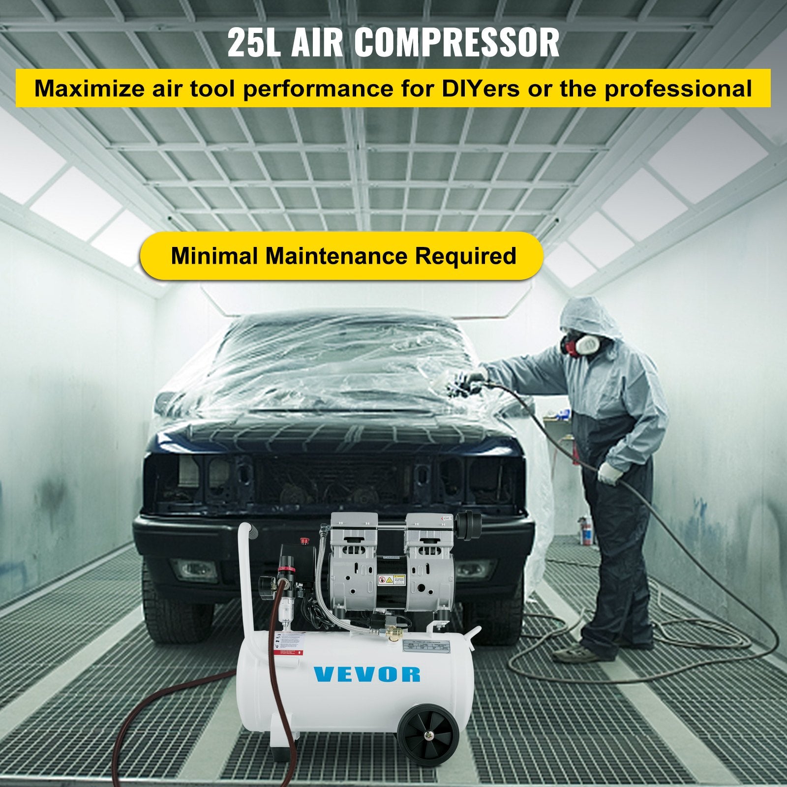 Air Compressor 6.6 Gallon, Portable Air Compressor 1 HP, Oil Free Air Compressor Steel Tank 750W,  Pancake Air Compressor 115 PSI, Ultra Quiet Compressor For Home Repair, Tire Inflation