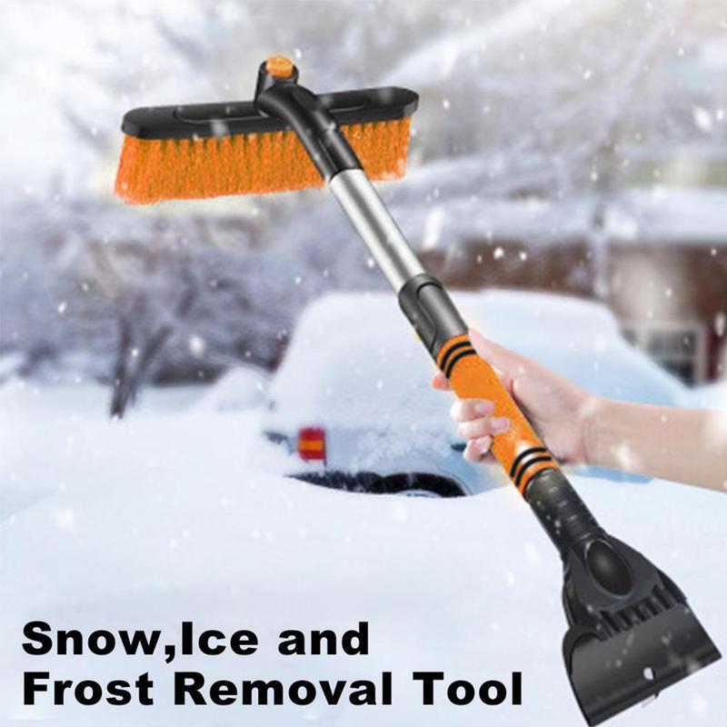 Extendable Car Snow Brush & Ice Scraper — Detachable Foam Handle Windshield Cleaning Tool
