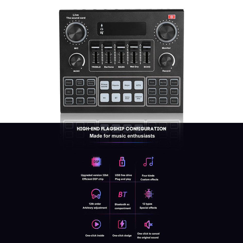V9 Live Sound Card with Bluetooth — Mobile Phone K-Song & Streaming Audio Mixer