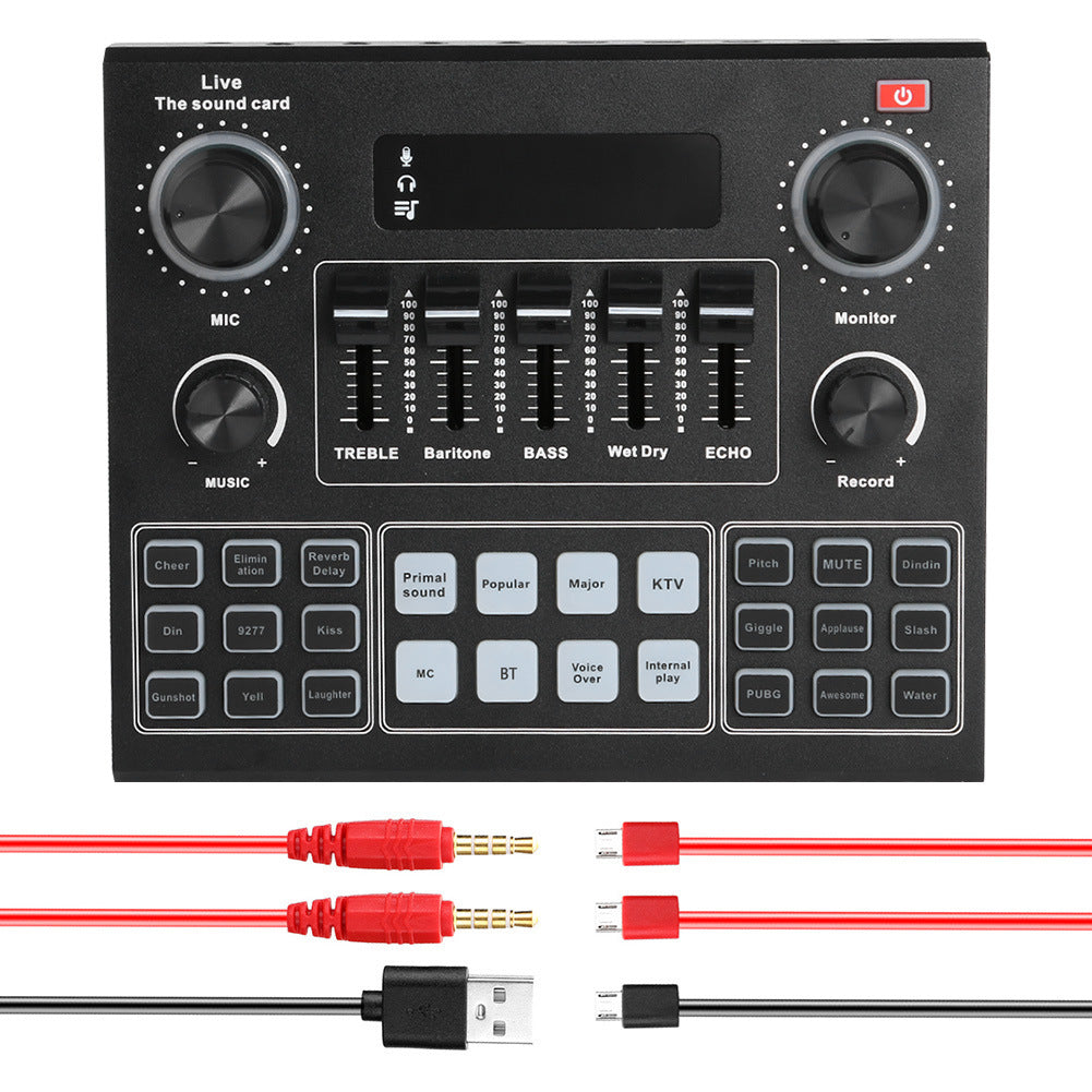 V9 Live Sound Card with Bluetooth — Mobile Phone K-Song & Streaming Audio Mixer