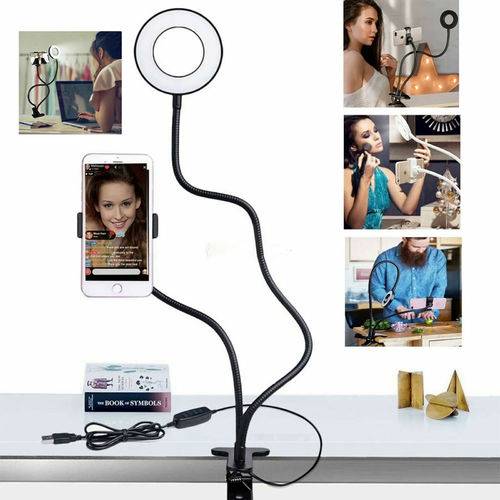 Ring Light Tripod Stand for Phone Selfie — Dimmable LED Makeup & Live Stream Lamp
