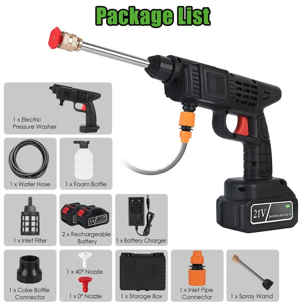 Cordless Pressure Washer Portable Electric Power Washer High Pressure Water Sprayer 400PSI Car Washer Cleaner With Nozzle Foam Bottle Filter 1200mAh 21V Battery And Charger