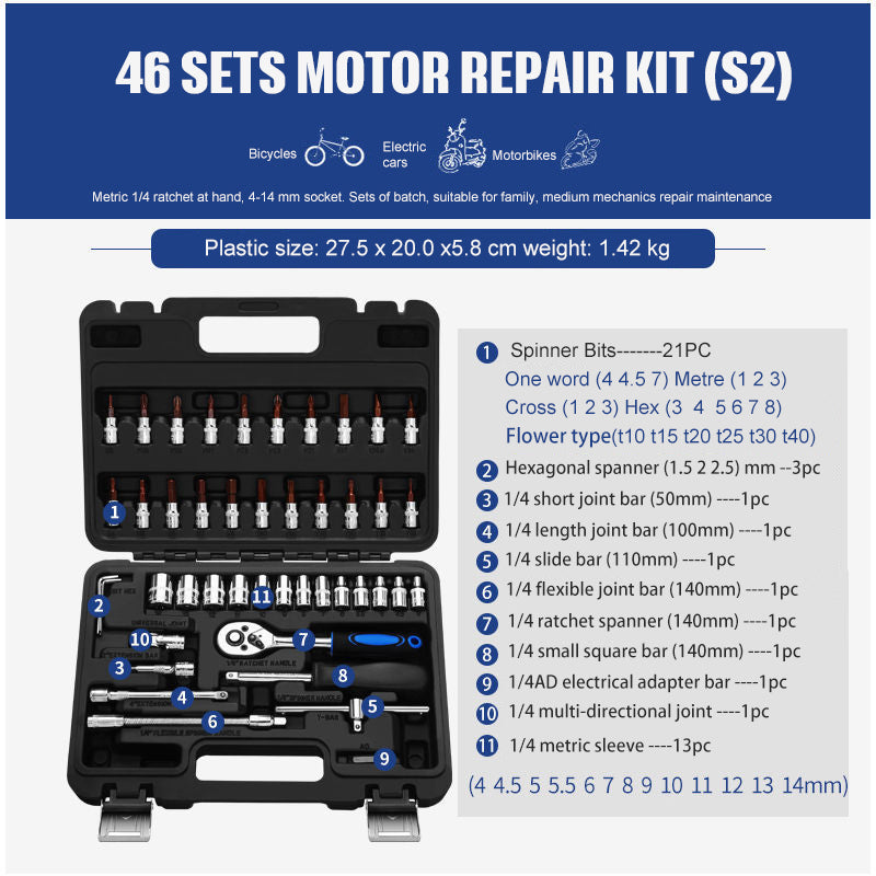 Socket Ratchet Wrench Set — Professional Auto & Home Repair Tool Kit