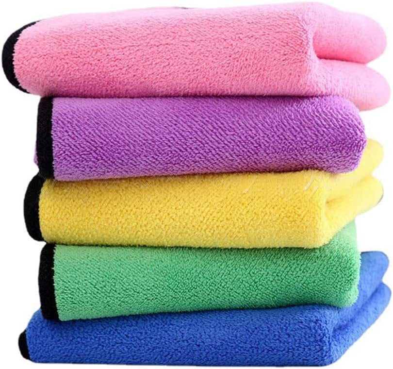 5-Pack Thickened Coral Fleece Car Wipes — Super Absorbent Microfiber Cleaning Cloths
