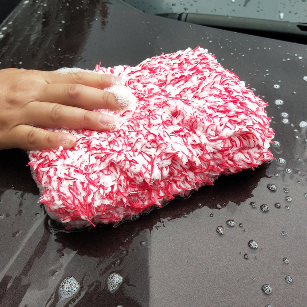 Microfiber Car Wash Sponge & Towel Set — Plush Coral Fleece Cleaning Mop for Auto Detailing