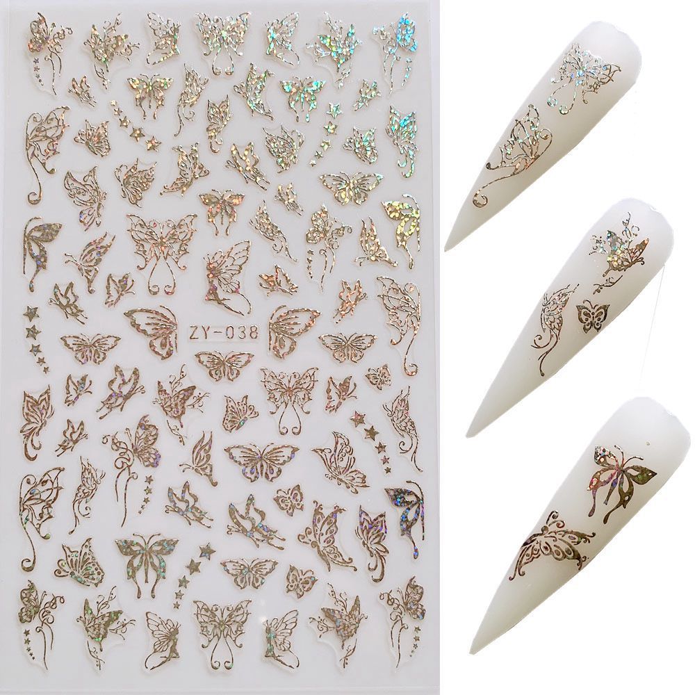 Butterfly Nail Stickers — Bronzing Laser Simulation 3D Nail Art Decals