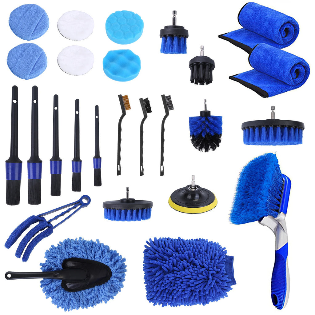 26-Piece Car Detailing Brush Kit — Interior, Exterior, Wheels & Dashboard Cleaning Set