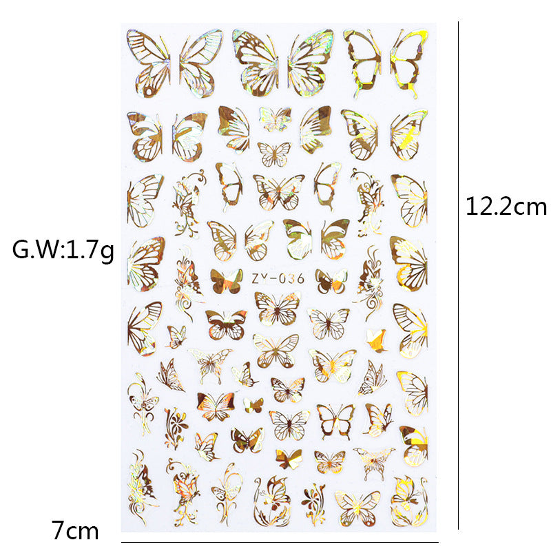 Butterfly Nail Stickers — Bronzing Laser Simulation 3D Nail Art Decals