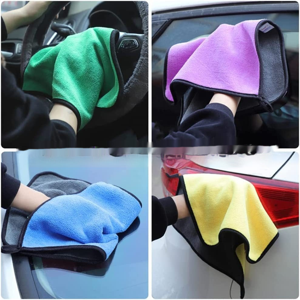 5-Pack Thickened Coral Fleece Car Wipes — Super Absorbent Microfiber Cleaning Cloths