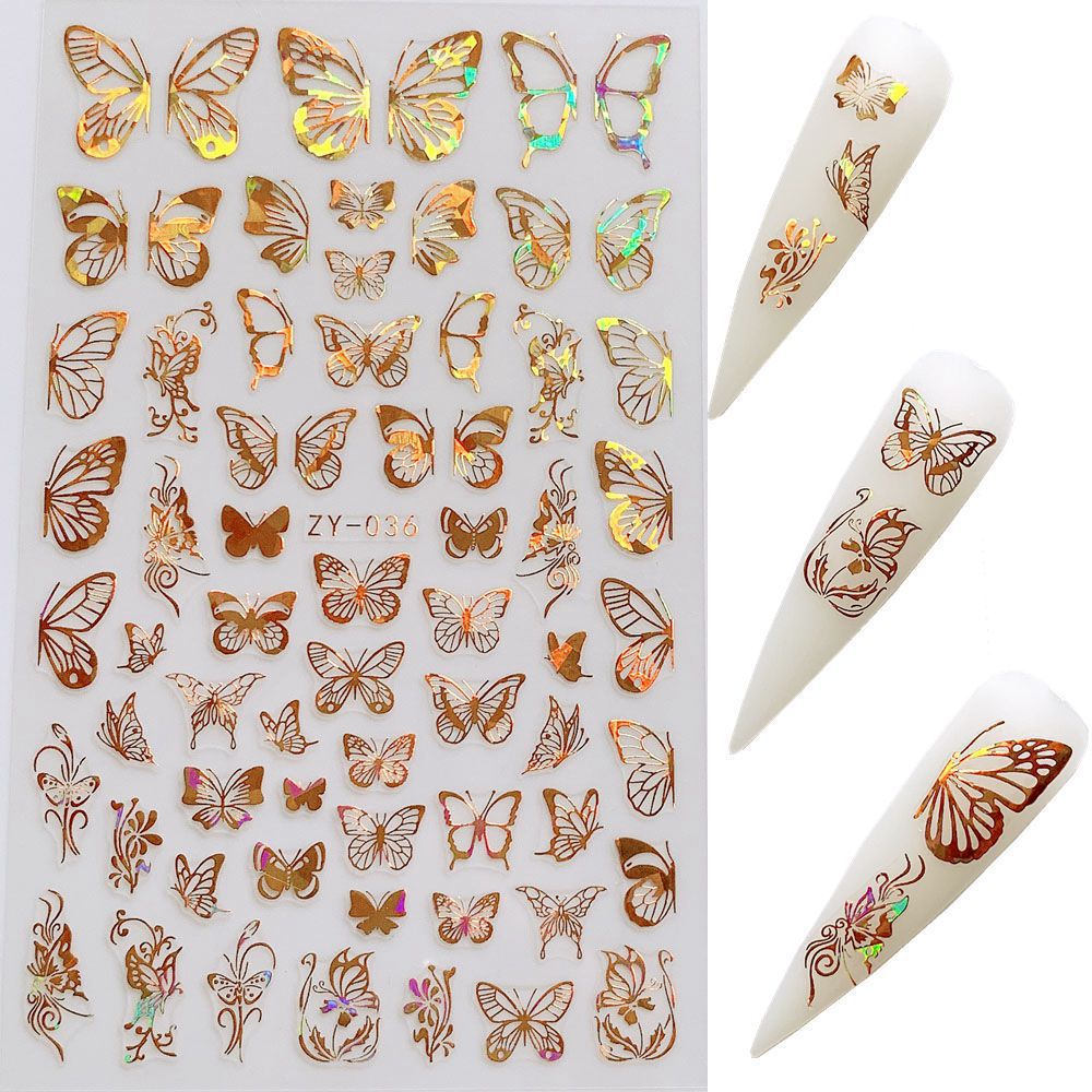 Butterfly Nail Stickers — Bronzing Laser Simulation 3D Nail Art Decals