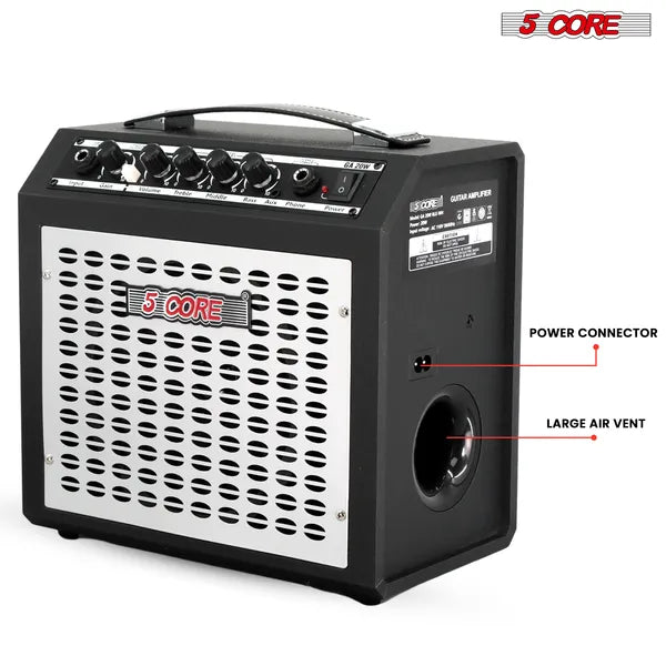 5 Core Guitar Amp 20W Electric Portable Mini Amplifier W Built In 6.5" Speaker Aux Headphone Jack