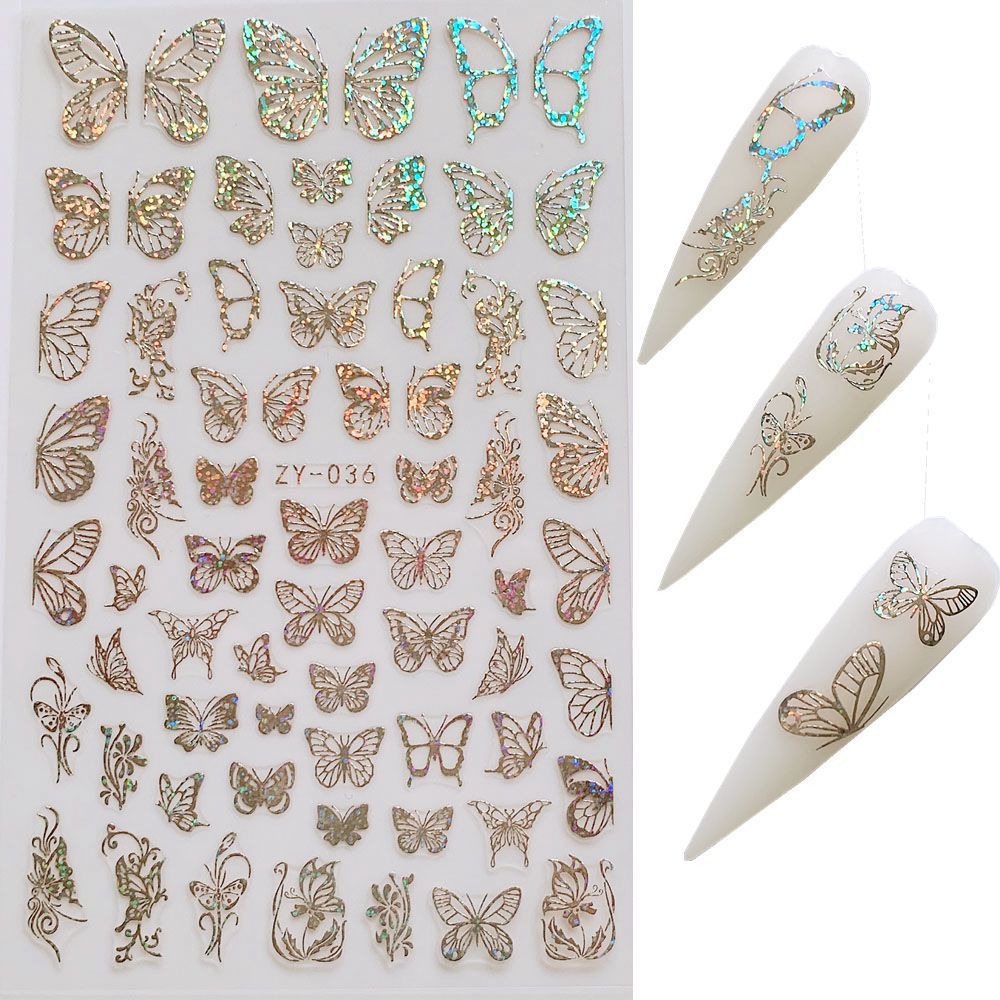 Butterfly Nail Stickers — Bronzing Laser Simulation 3D Nail Art Decals