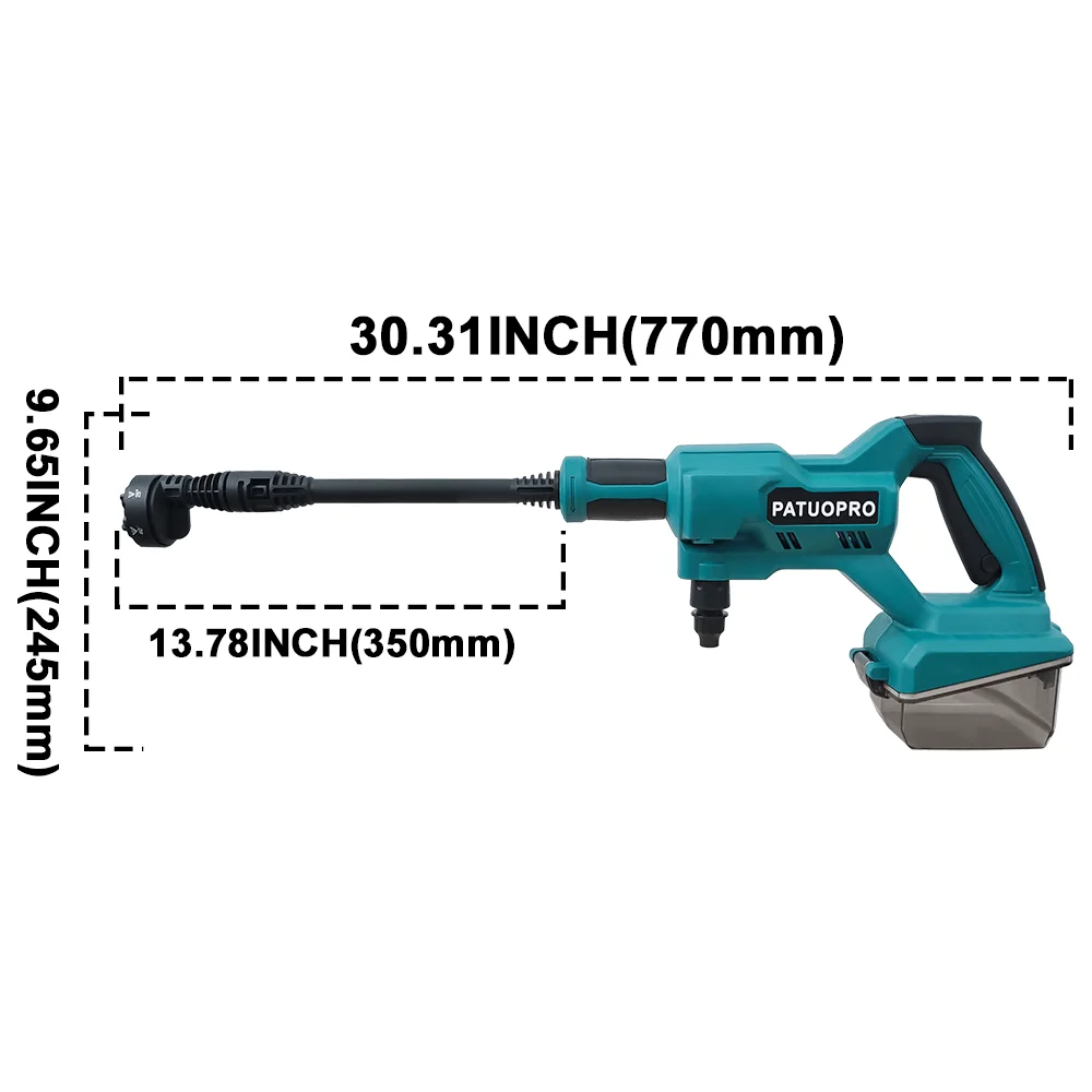 PATUOPRO 21V Cordless High Pressure Washer 6-IN-1 Nozzle 2 Pressure Modes Portable Car Washer For Makita 18V Battery(No Battery)