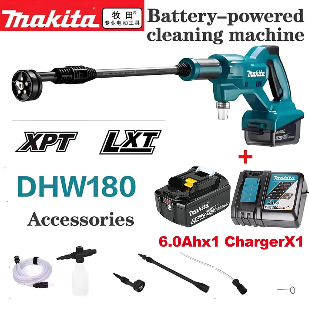 Makita DHW180 Battery High Pressure Washer 18V Cordless Portable Cleaning Device High Flow Rate Power Tool