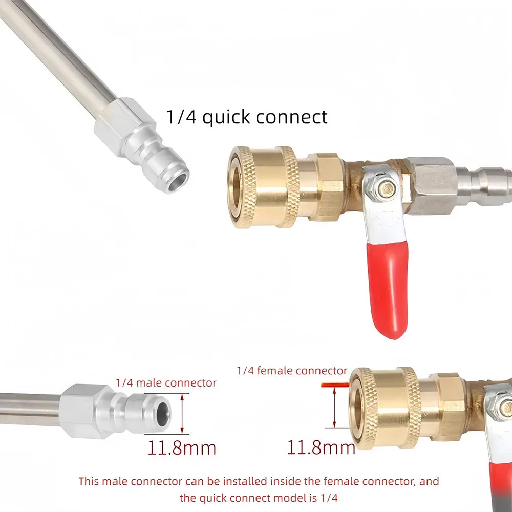 High Pressure Washer Extension Rod - 1/4" Quick Connect with Valve Switch for AC/Water Heater Cleaning Etc Narrow Space Use