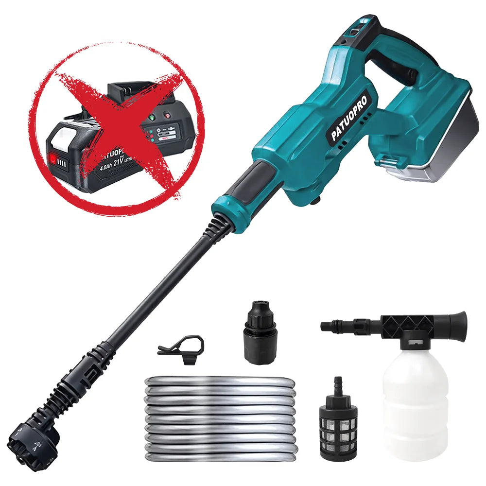 PATUOPRO 21V Cordless High Pressure Washer 6-IN-1 Nozzle 2 Pressure Modes Portable Car Washer For Makita 18V Battery(No Battery)