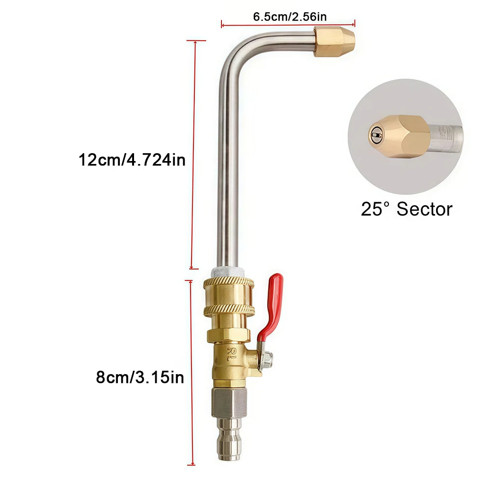 High Pressure Washer Extension Rod - 1/4" Quick Connect with Valve Switch for AC/Water Heater Cleaning Etc Narrow Space Use