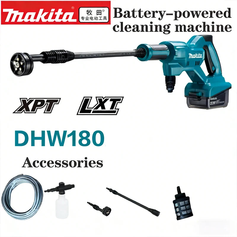 Makita DHW180 cleaning machine lithium battery 18V car wash gun outdoor portable high-pressure water gun has five spraying modes