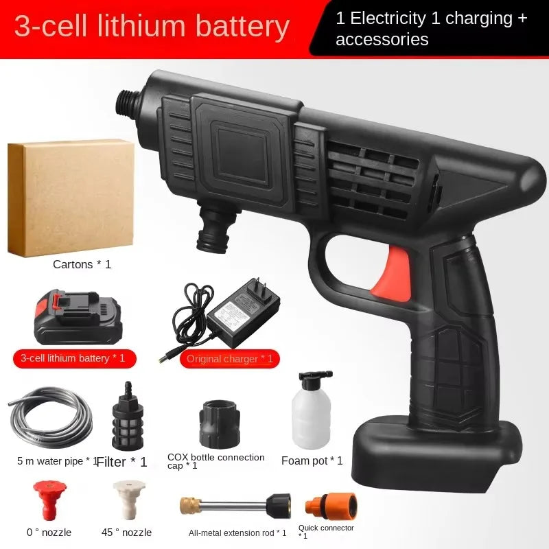 Portable wireless car washing machine high power lithium battery household high pressure water gun charger