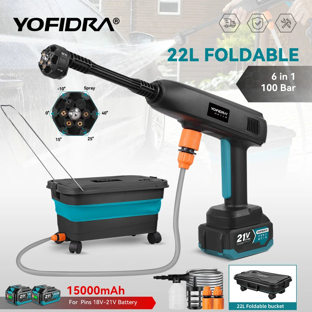 Pistola Lavadora 100Bar + Tanque 22L — Spray para Jardín y Auto