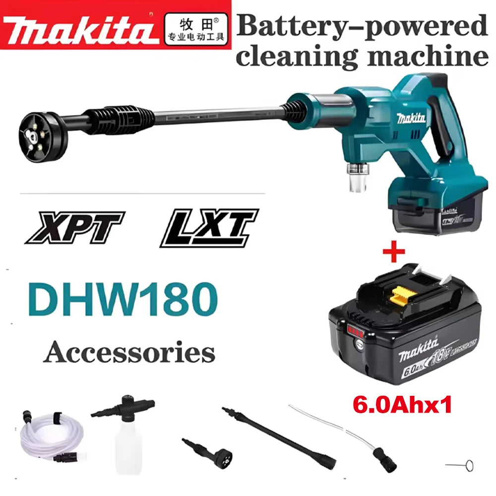 Makita DHW180 Battery High Pressure Washer 18V Cordless Portable Cleaning Device High Flow Rate Power Tool