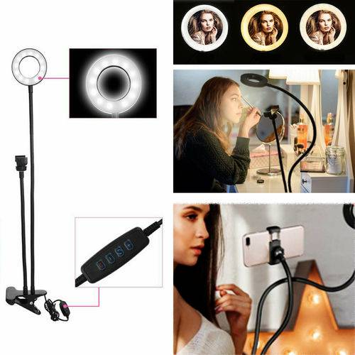 Ring Light Tripod Stand for Phone Selfie — Dimmable LED Makeup & Live Stream Lamp