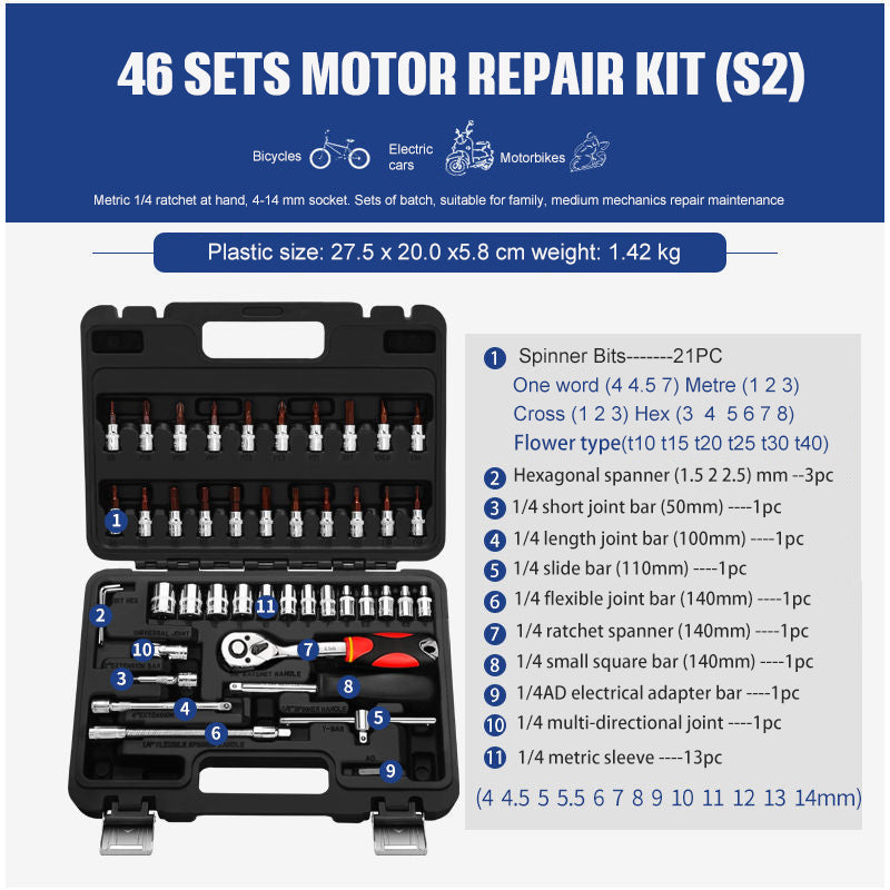 Socket Ratchet Wrench Set — Professional Auto & Home Repair Tool Kit