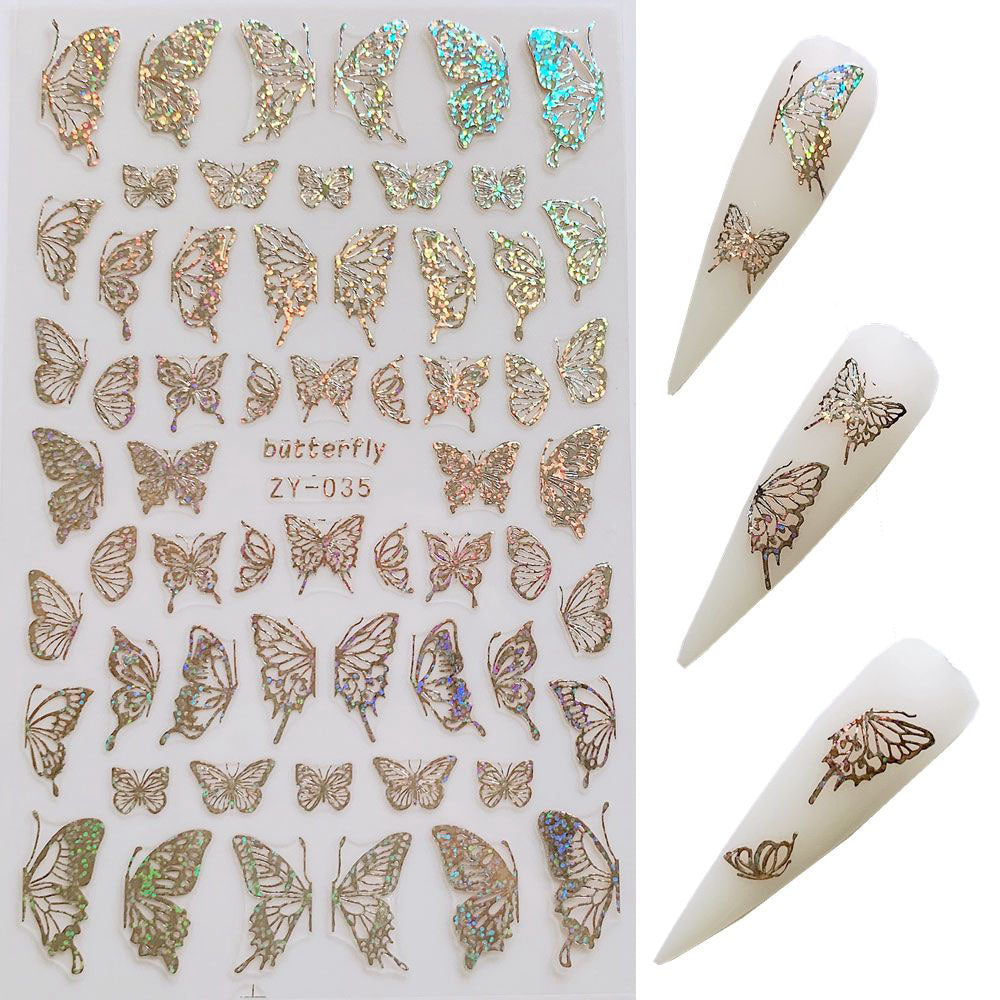 Butterfly Nail Stickers — Bronzing Laser Simulation 3D Nail Art Decals