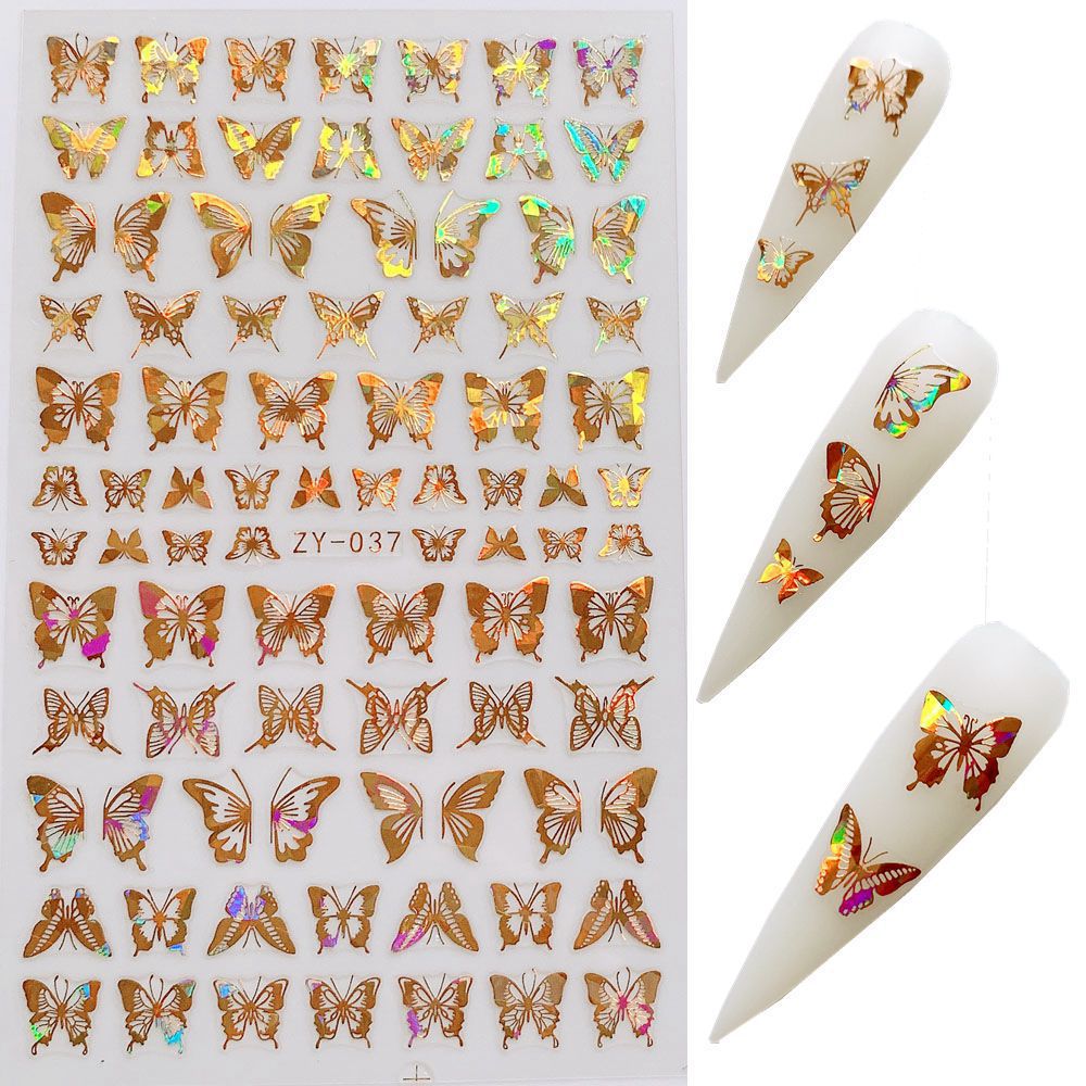 Butterfly Nail Stickers — Bronzing Laser Simulation 3D Nail Art Decals