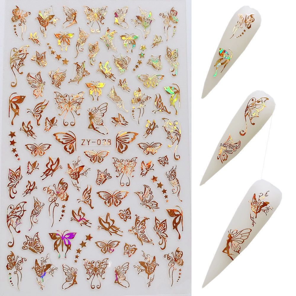 Butterfly Nail Stickers — Bronzing Laser Simulation 3D Nail Art Decals