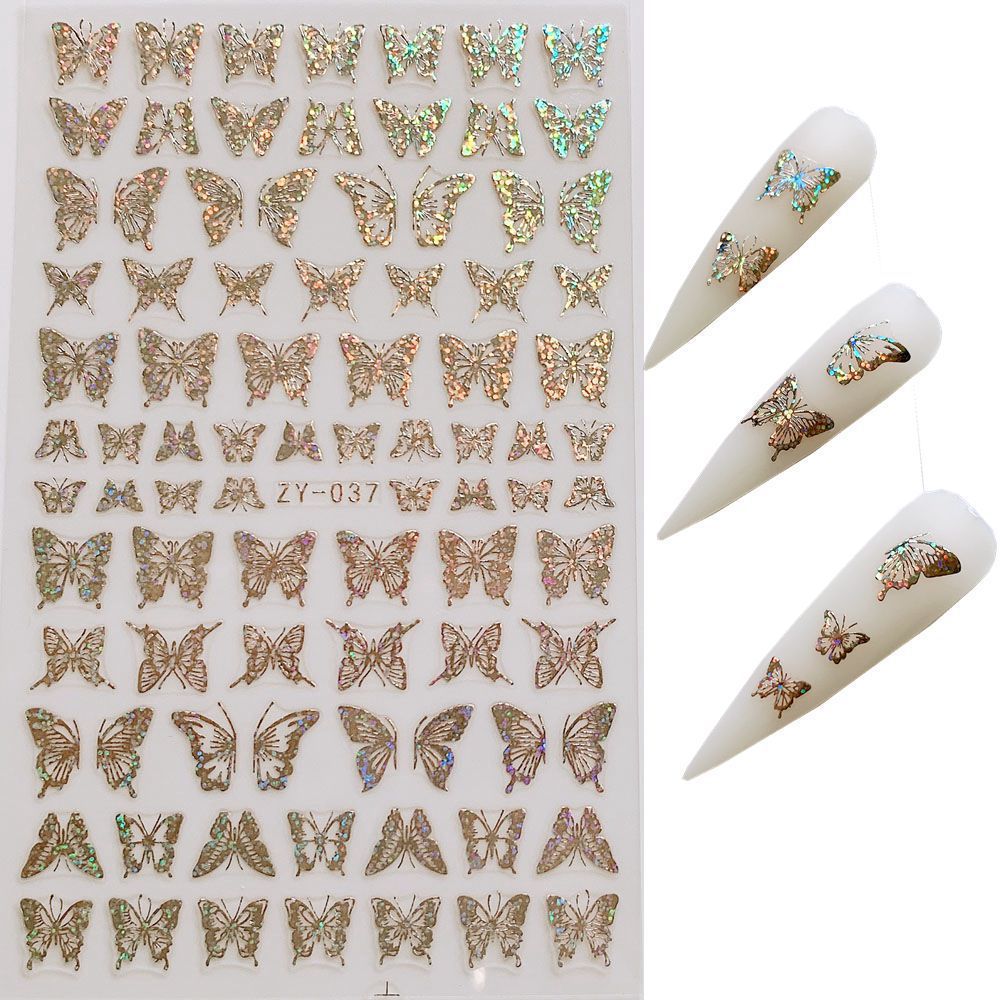 Butterfly Nail Stickers — Bronzing Laser Simulation 3D Nail Art Decals