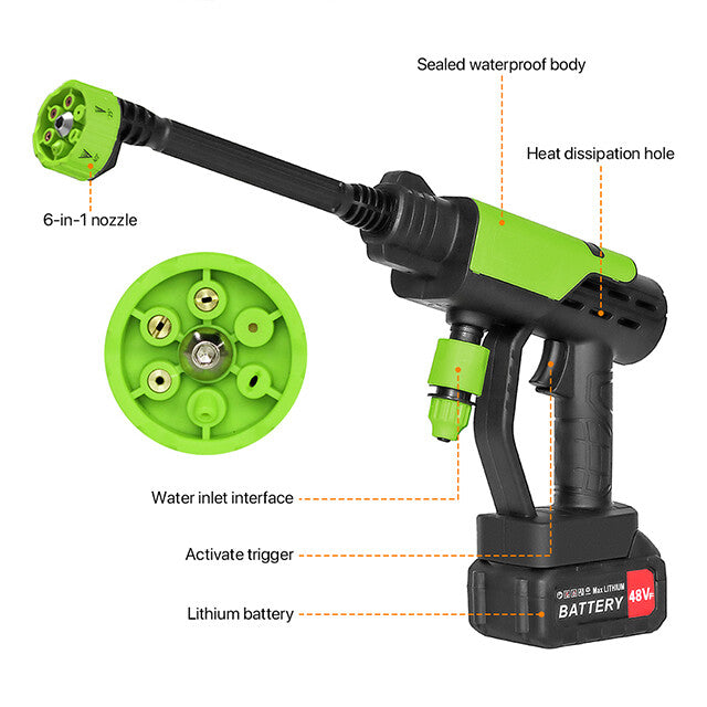 Cordless Portable Car Pressure Washer — High Power Jet Cleaner with 2 Batteries