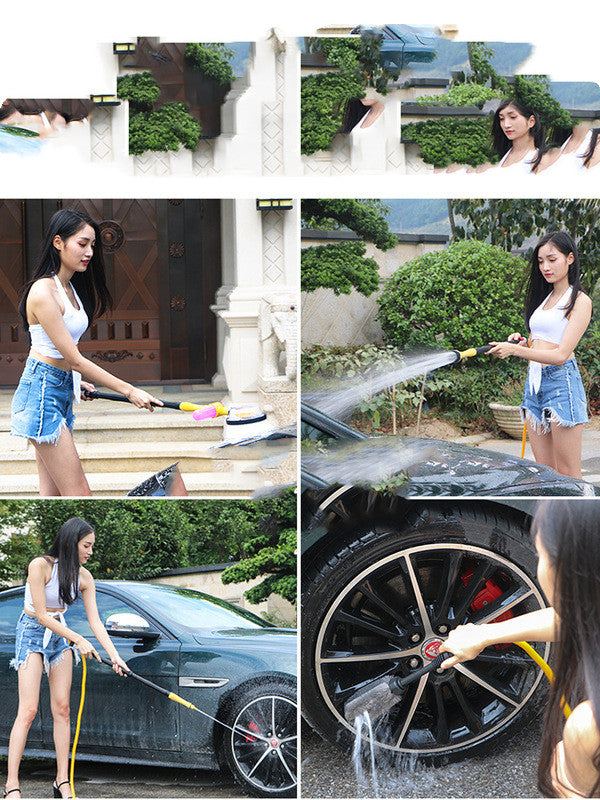 Car Wash Water Gun Kit — High Pressure Hose with Foam Pot, Nozzle & Brush Mop Set