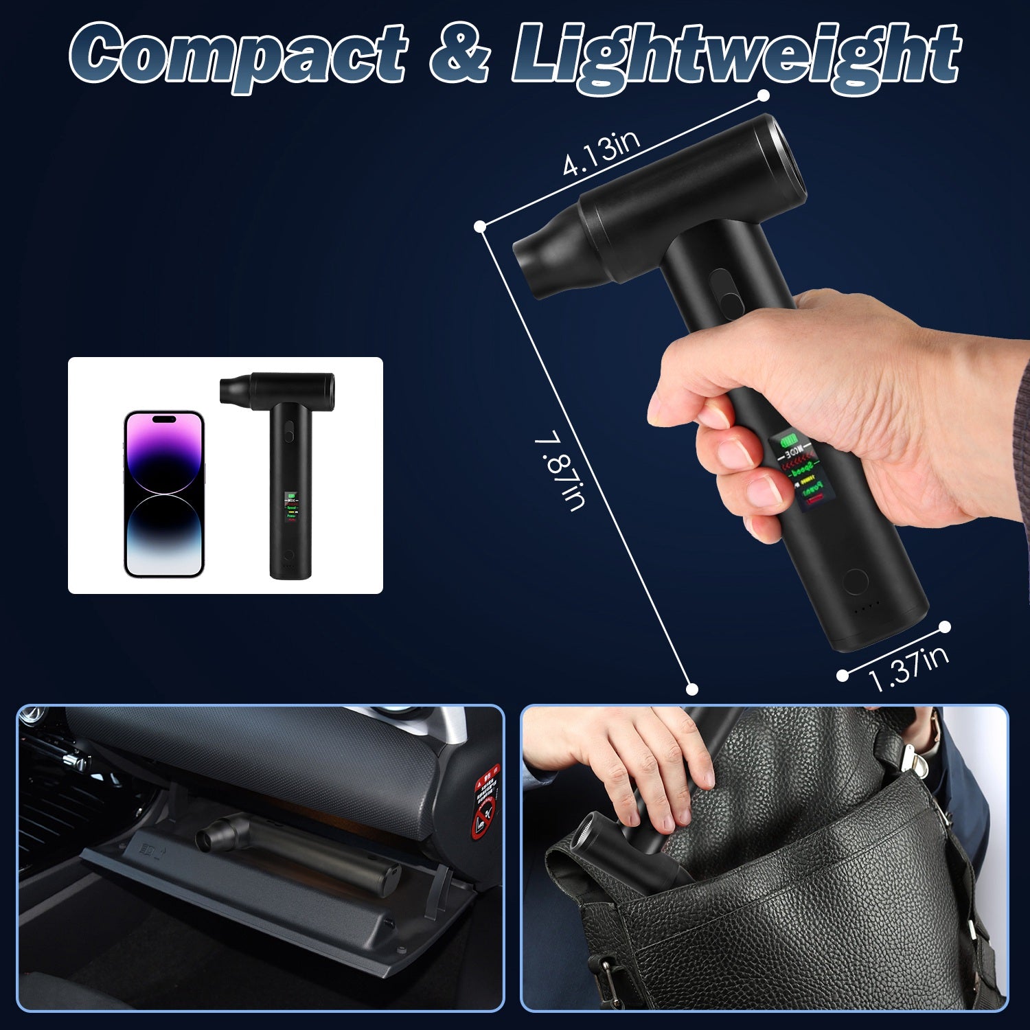 Pro Type  Compressed Air Duster Brushless Motor 130000RPM Stepless Variable Speed 1WmAh Battery Cordless Dust Blower Vacuum Cleaner Portable Jet Dry Blower For PC Keyboard Car Home